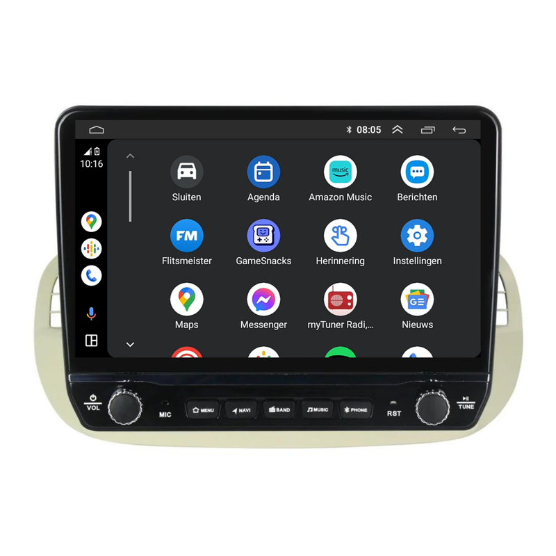 Fiat 500 Android Autoradio beige | Elegant design | CarPlay-6