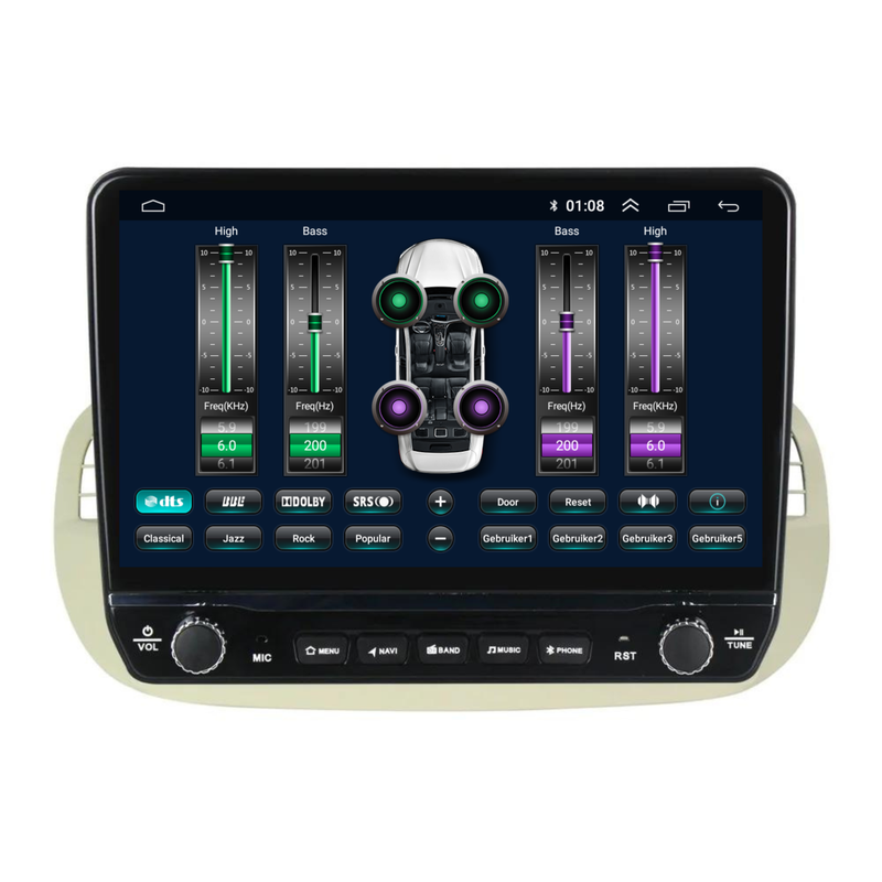 Fiat 500 Android Autoradio beige | Elegant design | CarPlay-7