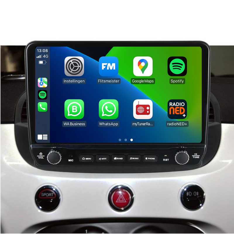 Fiat 500 Android Autoradio zwart | Elegant design | CarPlay-3