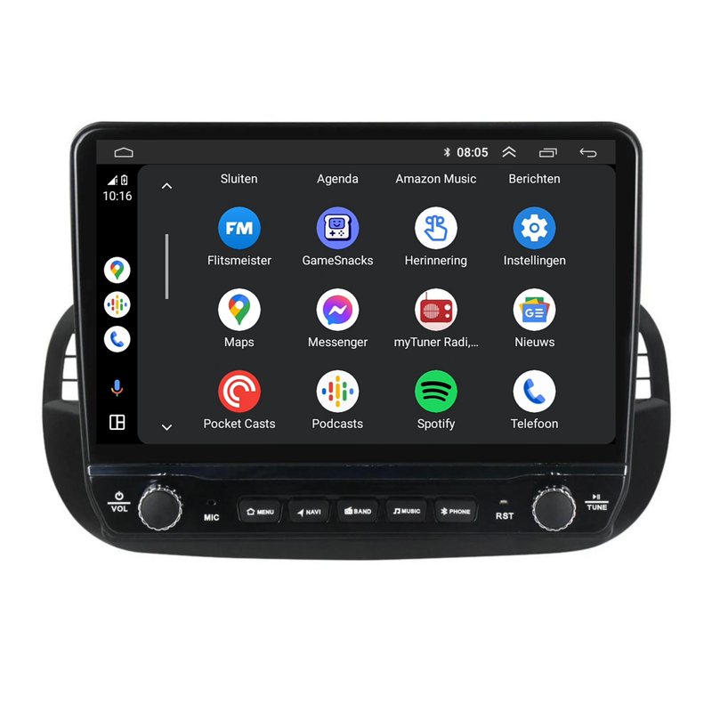 Fiat 500 Android Autoradio zwart | Elegant design | CarPlay-2