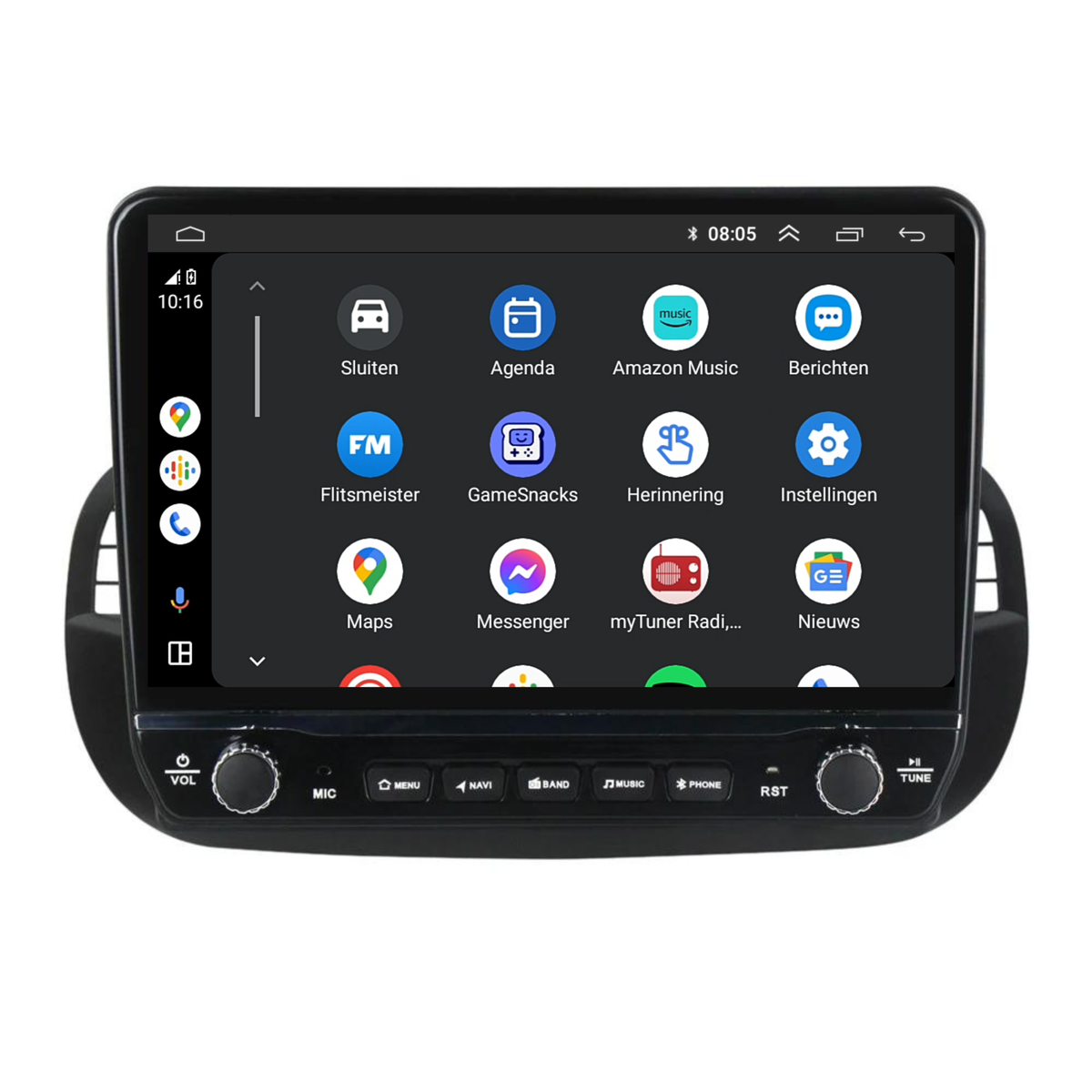 Fiat 500 Android Autoradio zwart | Elegant design | CarPlay-6