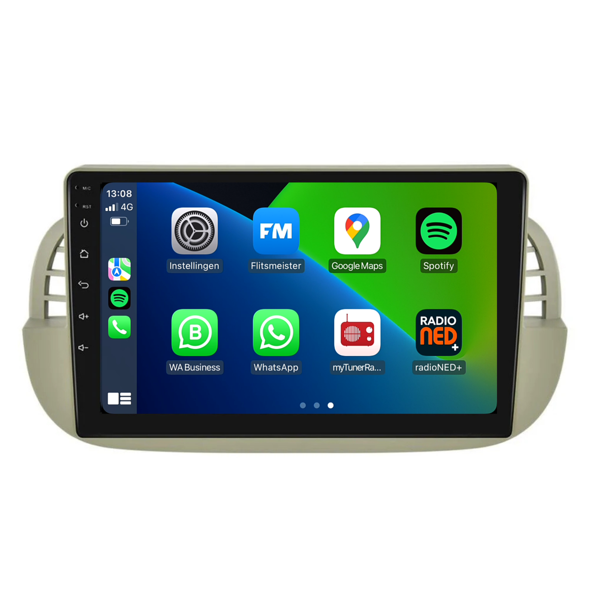Fiat 500 | Android 13 | Autoradio | 2007 t/m 2015 | CarPlay & Android Auto | Beige-1