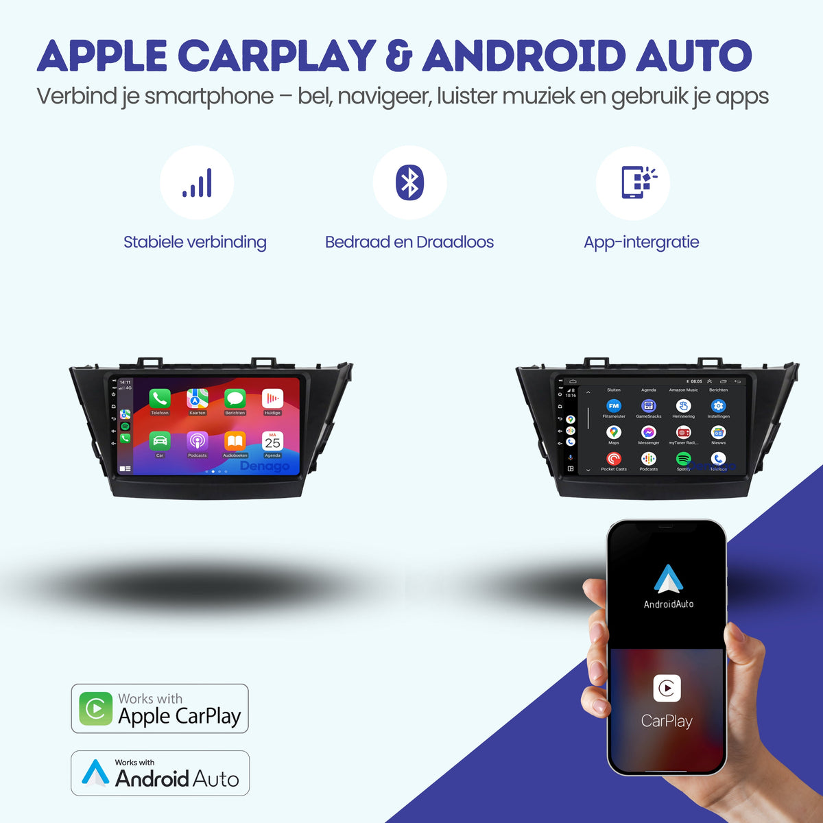 Toyota Prius Plus CarPlay autoradio | 2009 t/m 2015 | Denago DNG-A365 | 9 inch | Android 13 | Draadloos CarPlay & Android Auto-2